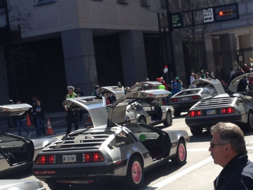 Deloreans on parade